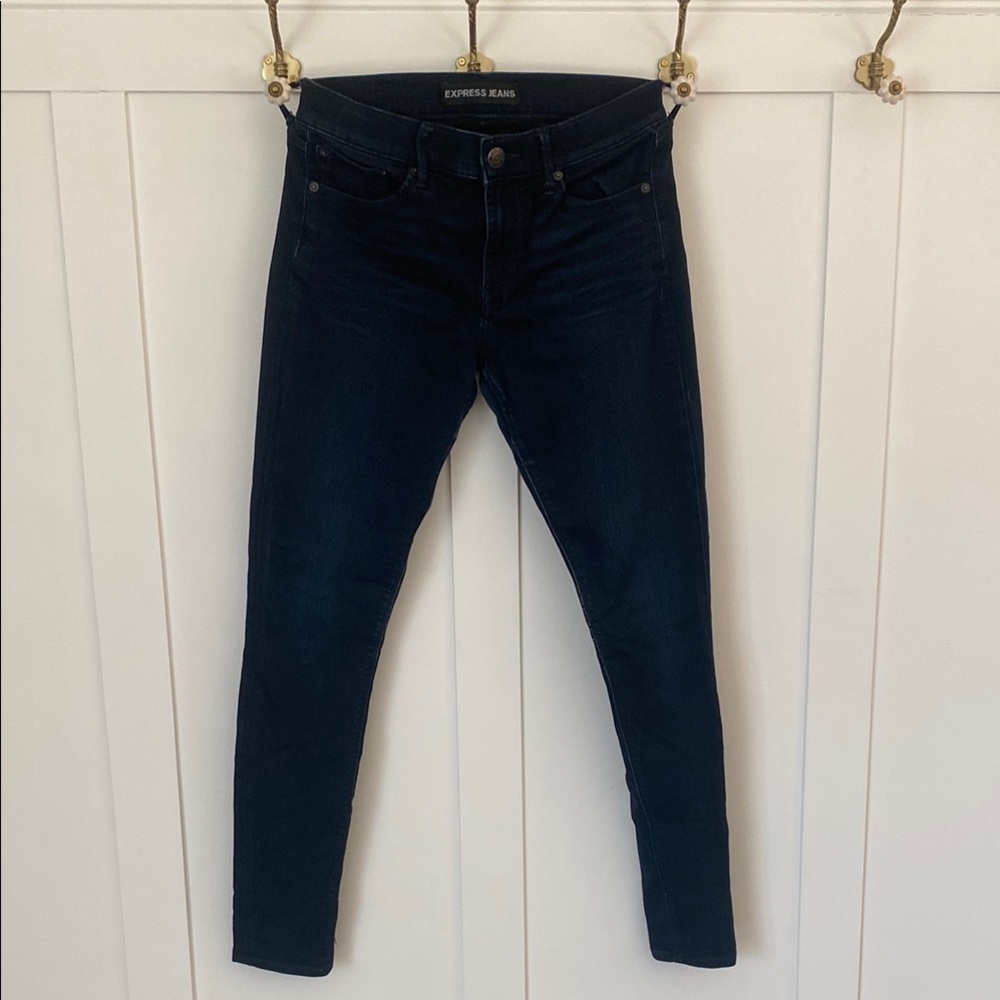 Express Dark Blue Super Soft Legging Mid Rise Jean